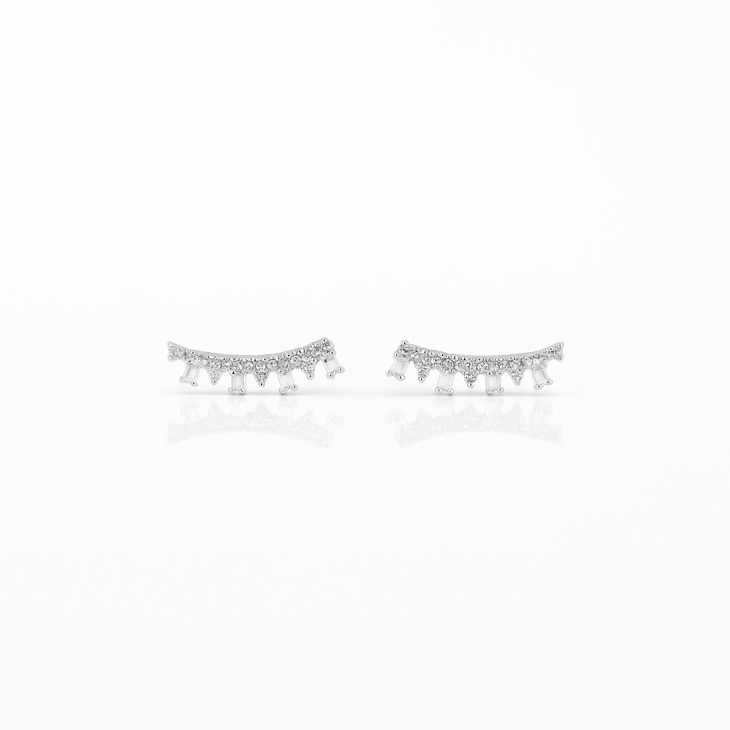 Aretes climbers en oro blanco 14K