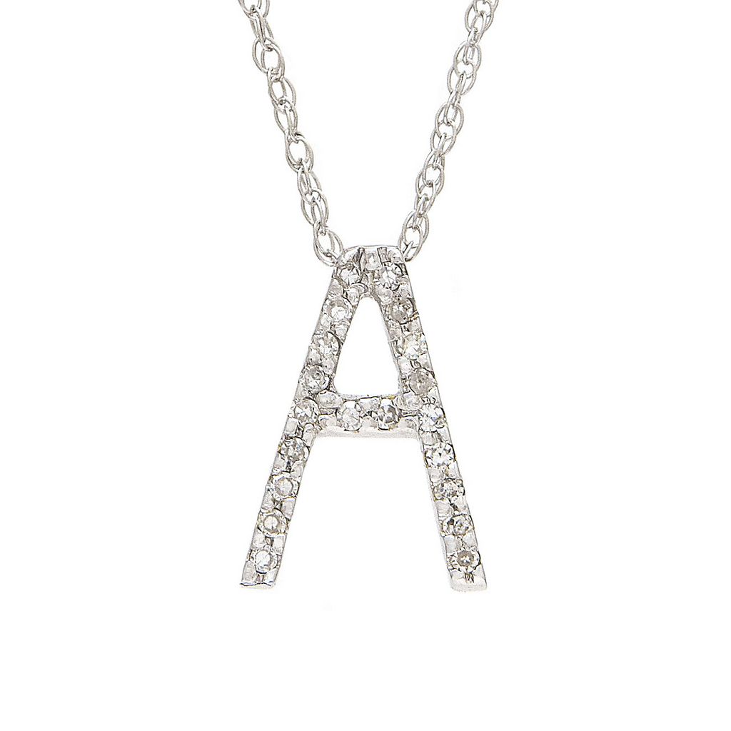 Inicial "A" en oro blanco de 11mm