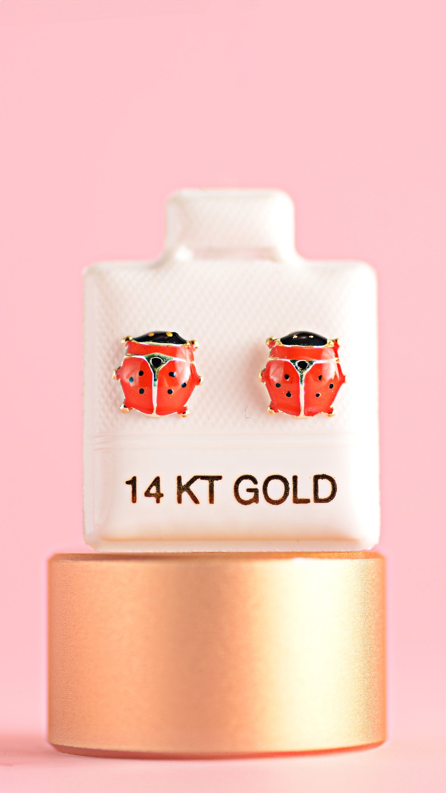 Aretes de Catarina esmaltado en oro amarillo de 14 K