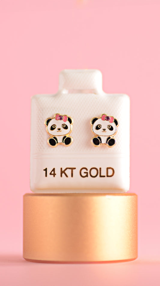 Aretes de Pandita esmaltados en oro amarillo de 14K